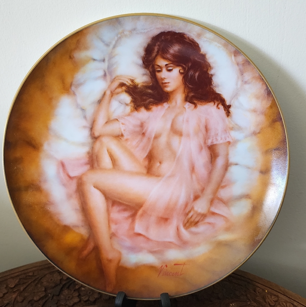 Vince Decorative Plate with Pink and Gold Accents
